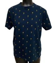 Denim & Flower Navy Blue Tee Pineapple Print Size Medium