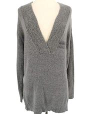 RDI Oversized Deep V-Neck Tunic Length Sweater Dove Grey Size XS NWT