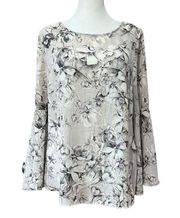 Rose & Olive Black and White Floral Blouse