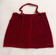 Japanese Kawaii Style Balletcore Red Velvet Heart Pocket Ribbon Mini Skirt Skort