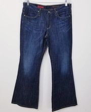 AG Adriano Goldschmied Jeans Rhinestones The New Legend Flare Leg Blue Denim