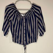 Urban Heritage Rayon Crop Top. Size Small. Navy striped.