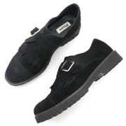 Dune London Black Suede Kiltie Flipped Lug Sole Monk Strap Loafers Womens Size 8