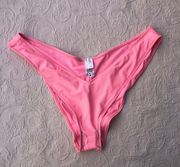 Design Pink Super High Cut Ribbed Cheeky V-Shaped Bikini Bottoms - NWOT