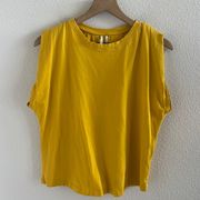 By Anthropologie 100% Cotton Mustard Boxy Fit Oversized Tee T-Shirt Large Arm XS