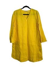 Soft Surroundings Canary Yellow Linen Summer Dress Size LP