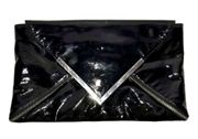 Black Patent Leather Handcrafted Envelope Clutch Bag