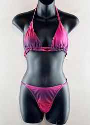 Boutique Ombre Triangle Two Piece Bathing Suit Bikini Pink Purple Medium