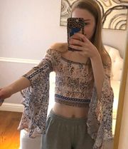 Bell Sleeve Boho Crop Top