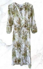 NWT 41 Hawthorn Stitch Fix Tropical Print Shirt Waist Dress with Attached Slip