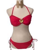 Xhilaration  Sexy pinkish orange bikini 👙 w/a gold flower &  gold bead accents.