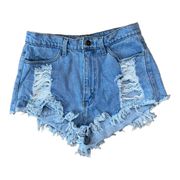 Vibrant distressed women’s Jean short shorts size large