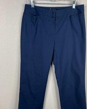 LaFayette 148 Womens Capri Trouser Size 10 Navy Blue Cropped Stretch Mid Rise