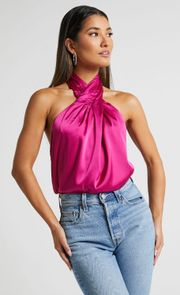 Pink Silk Halter Top