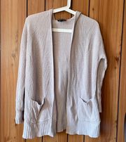 Light Baby Pink Lightweight Open Knit Hooded Long Cardigan Sweater