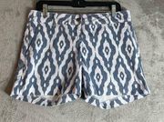 Isaac Mizrahi Blue Ikat Tailored 5" Chino Summer Shorts Size 8