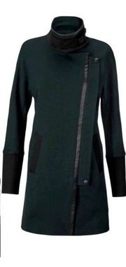 Cabi Renaissance Jacket Zipper Front Faux Leather Detail Emerald Green Womens XS