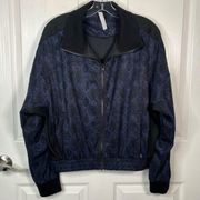 Athleta Blue Black Snakeskin Brooklyn Bomber Jacket