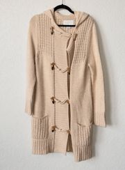 Beige Wool Blend Toggle Cardigan Sweater Size Small