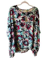 East Fifth NEW oversized colorful floral tunic size 0X, beach, coastal