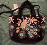 Johnny Was Quito Heavily embroidered velvet two way purse NWT RARE