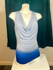 Venus Tank Womens M Gray Blue ombre Pullover Stretch Back Straps Scoop-