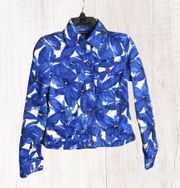 Blue White Black Floral Jean Jacket Wm S