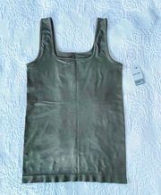 NWT Nine West Square Neck Seamless Tank Top Camisole Size L/XL Olive Drab Green