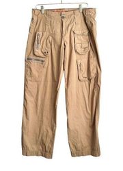 Johnny Was Pete & Greta Cargo Pants Women's 12 Khaki High Rise Lightweight