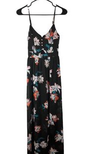 Candie's Black Floral Spaghetti Strap Long Maxi Dress Women Sz XS