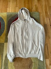 NWOT  Heather Light Beige Basic Zip Up Sweatshirt Hoodie Unisex