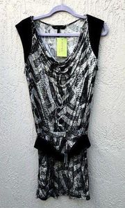 BCBG max azria black and white dress with belt size Small