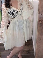 Rebellion ivory color boho dress with lace detail size XLarge