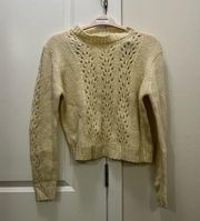 Woven Heart Ivory Open Stitch Knit Sweater Size Medium