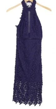 New! Bardot Garden Party Halter Lace Purple Dress