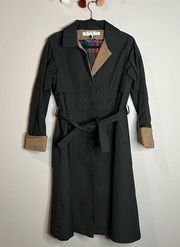 Vintage Brem Rainwear plaid lined black trench coat jacket