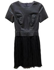 Drew Vegan Faux Leather pleated Lined Dress Black Size 2