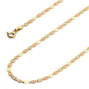 14k Solid Gold Subtle Tri-Color Gold Diamond Cut Valentino Star Chain Bracelet |