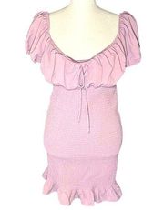 Love Tree Dress Smocked Ruffle Hem Puff Sleeve Bodycon sz Large Valentines