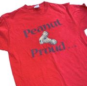 Large Peanut Proud peanut butter red T-shirt