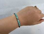 SOFT SURROUNDINGS Evil Eye Gold Turquoise Stone Stretch Bracelet NWT