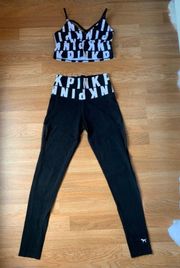 VS PINK Logo Bralette and Legging Athletic Set