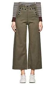 NEW A.L.C. Sz 2 Pierce Twill Sailor Pants Army Green Crop Wide Leg