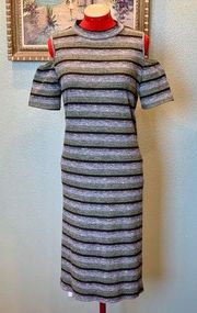 Tacera cold shoulder bodycon striped sweater dress size Medium