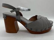 Journee Collection Sandals Womens 9 Gray Alary Platform Heel Studded Comfort NEW