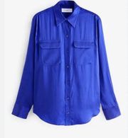 Equipment 100% Silk Blue Button Up Blouse Small