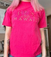 Vintage Hanes Beefy-T Single Stitch Hawaii Hibiscus Hot Pink Graphic Tee