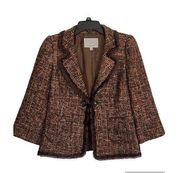 Classiques Entier Cropped Blazer Jacket Brown Rust Small Tweed Wool Blend