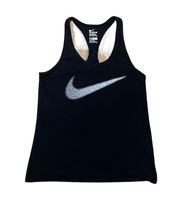 Nike Women Black Active T-Shirt Tank Top Black White Check 🔥