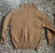 Aritzia Wilfred Camel Brown Merina Wool mock turtleneck sweater size medium